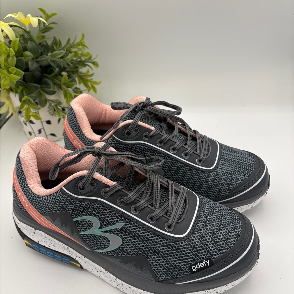 Gdefy Women's Charcoal and Coral Sneakers